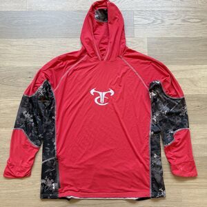 True Timber Shirt Men XL Red Fishing Hoodie Wind Sun Protection
